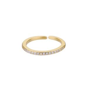 Gold PVD Adjustable Pavé Ring | Clear Stone Stackable Band